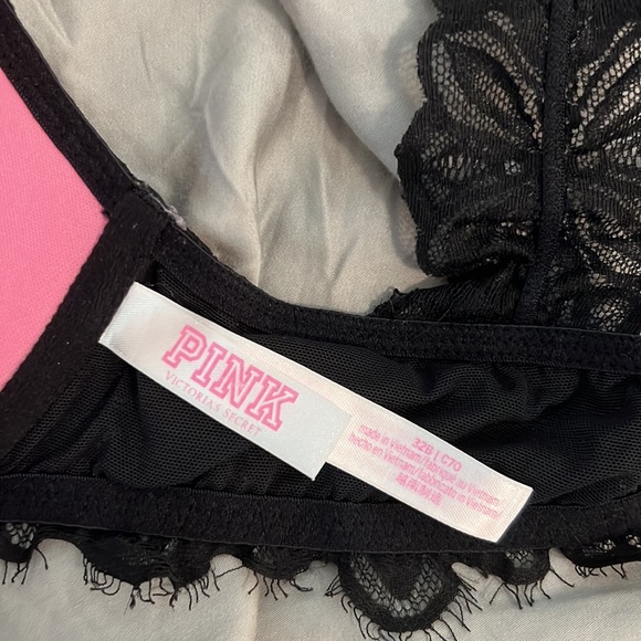 Black Pink Bralette 32B - Picture 2 of 3